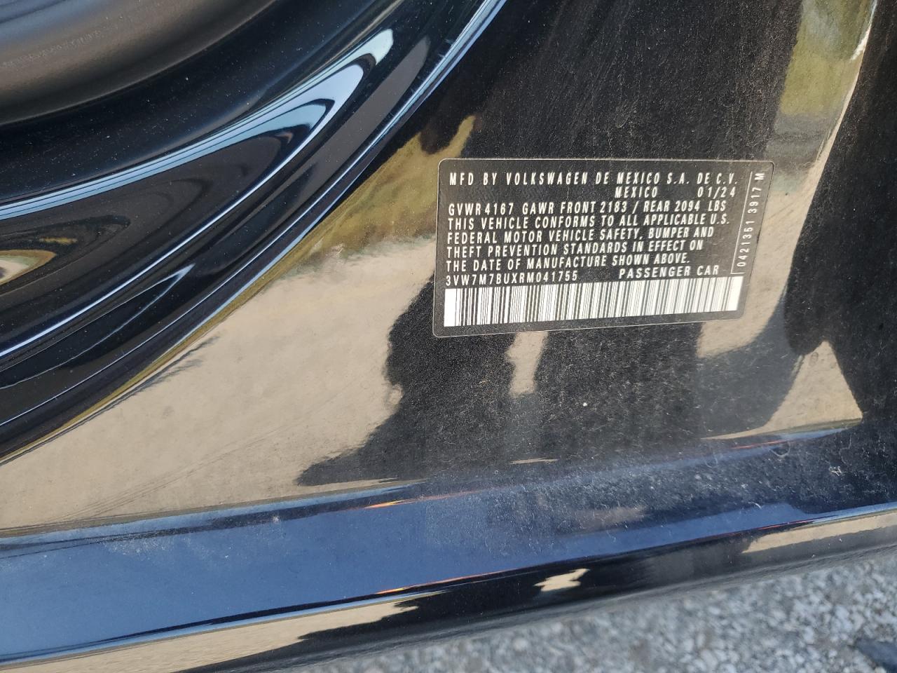 2024 Volkswagen Jetta Se VIN: 3VW7M7BUXRM041755 Lot: 84186195