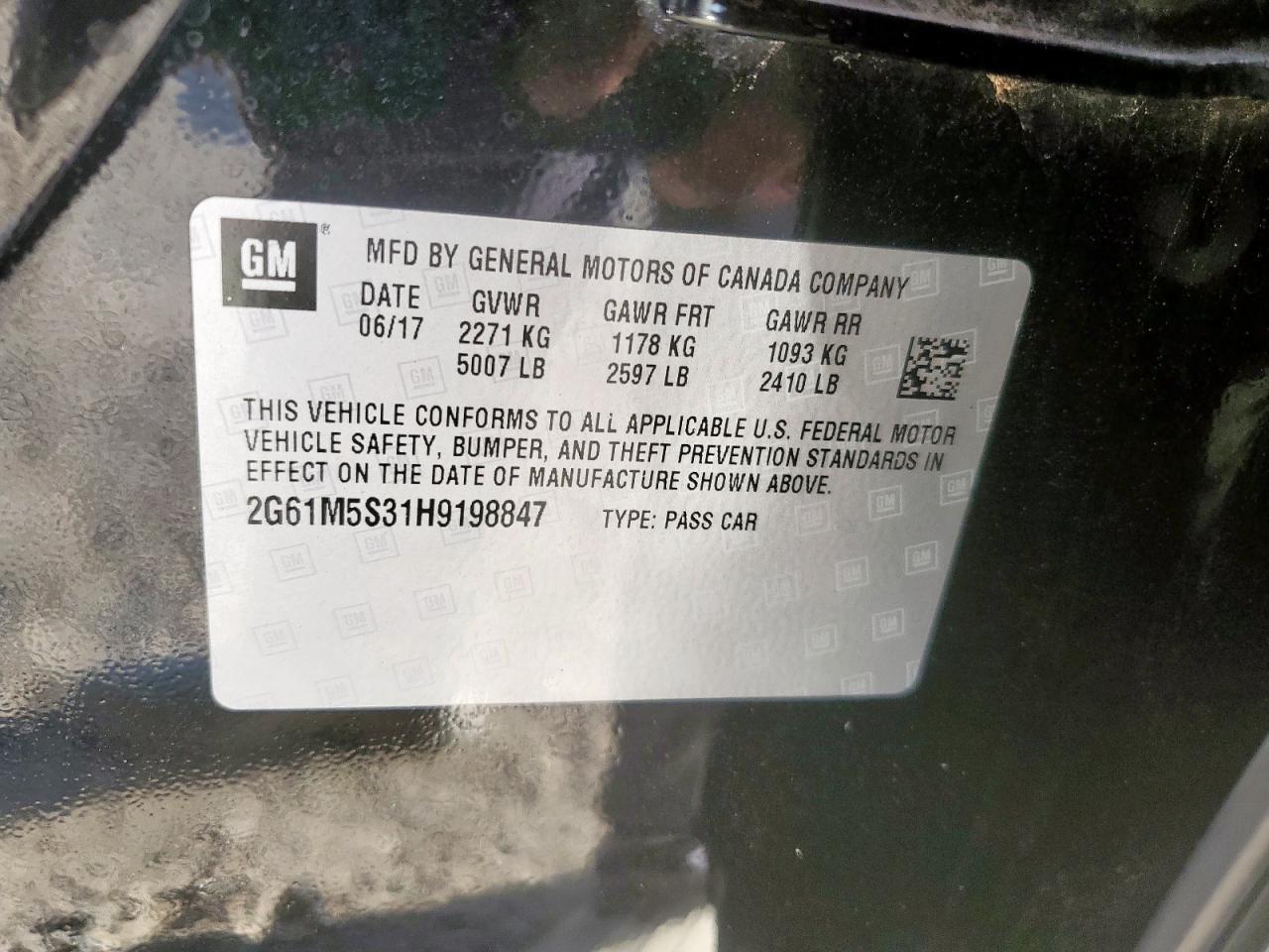 2017 Cadillac Xts Luxury VIN: 2G61M5S31H9198847 Lot: 83779525