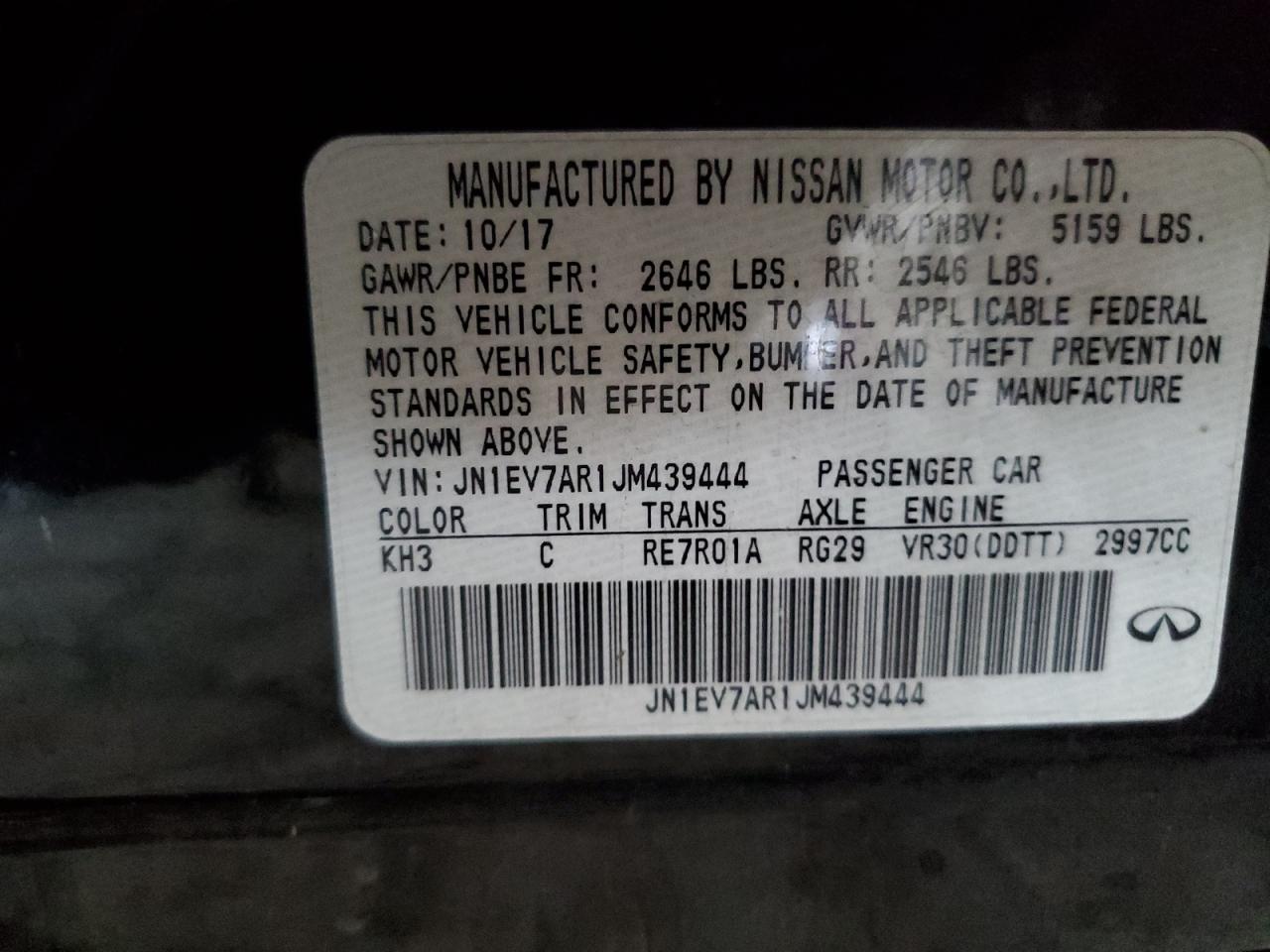 2018 Infiniti Q50 Luxe VIN: JN1EV7AR1JM439444 Lot: 81890705