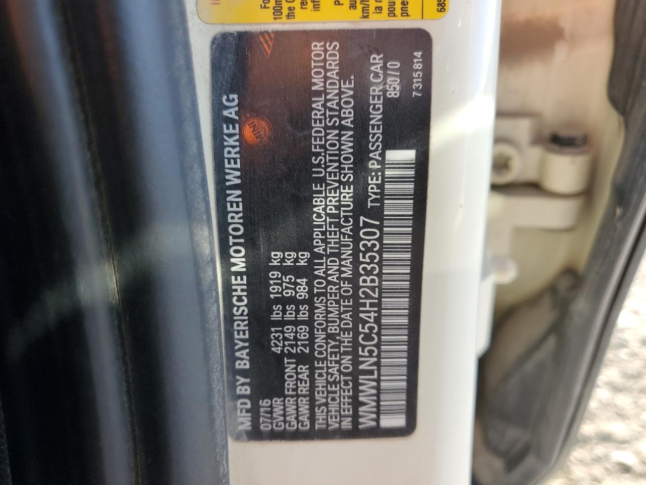 2017 Mini Cooper Clubman VIN: WMWLN5C54H2B35307 Lot: 82170555