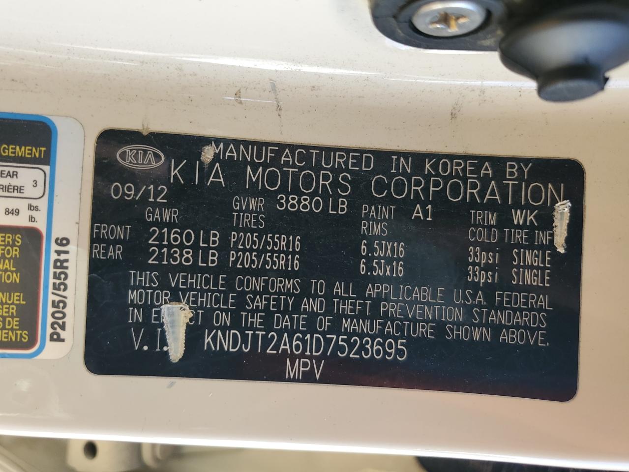 2013 Kia Soul + VIN: KNDJT2A61D7523695 Lot: 81912675