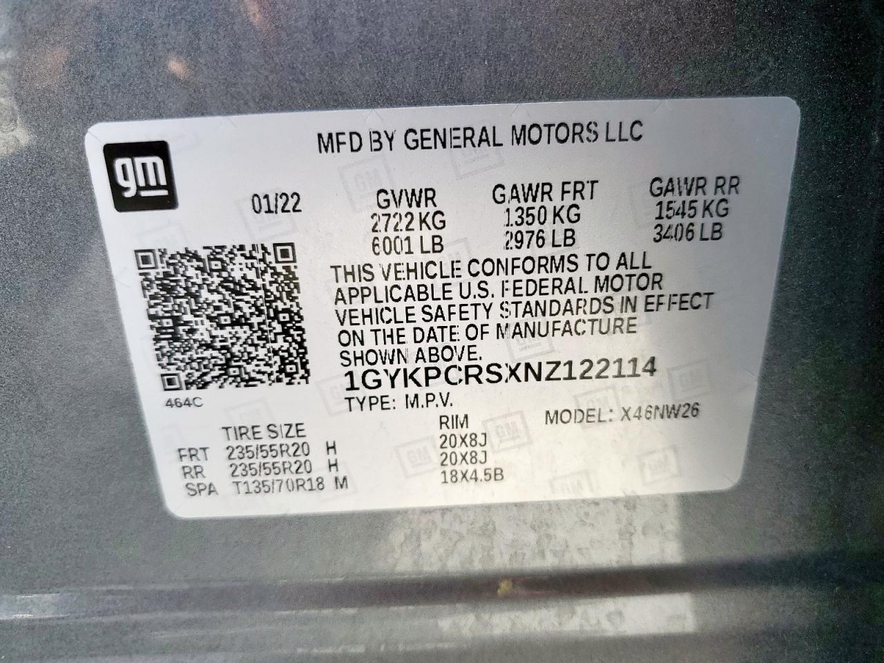 2022 Cadillac Xt6 Premium Luxury VIN: 1GYKPCRSXNZ122114 Lot: 71621835