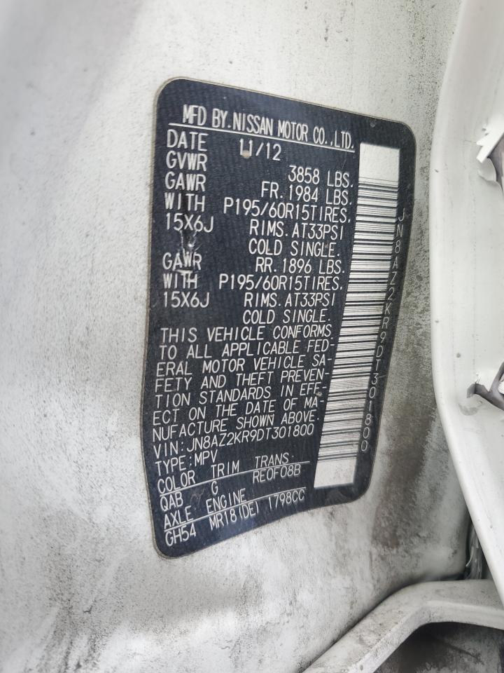 2013 Nissan Cube S VIN: JN8AZ2KR9DT301800 Lot: 72103315