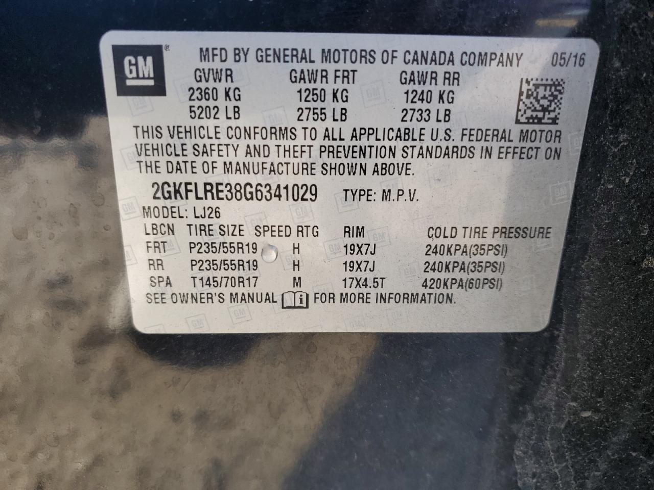 2016 GMC Terrain Denali VIN: 2GKFLRE38G6341029 Lot: 81764725