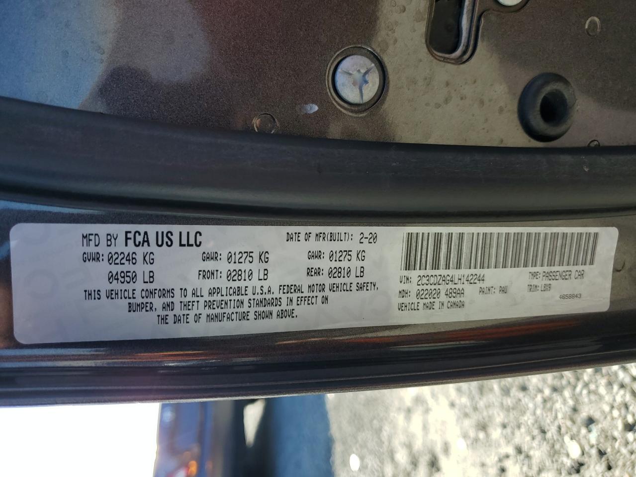 2020 Dodge Challenger Sxt VIN: 2C3CDZAG4LH142244 Lot: 81723415