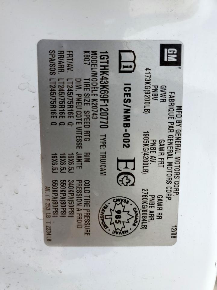 2009 GMC Sierra K2500 Heavy Duty VIN: 1GTHK43K69F120770 Lot: 84628045