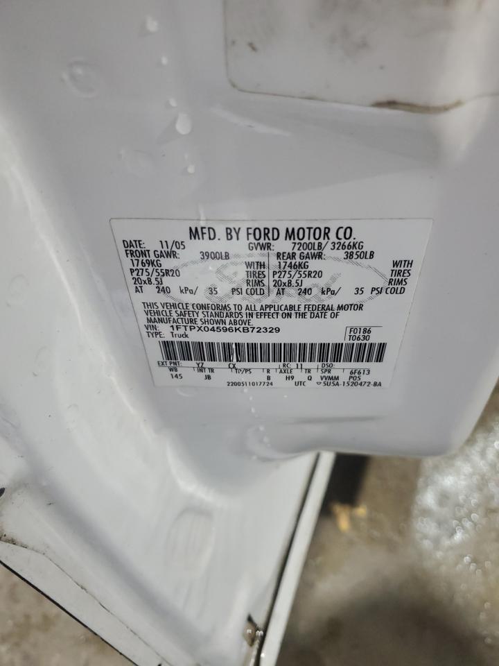 2006 Ford F150 VIN: 1FTPX04596KB72329 Lot: 71347785