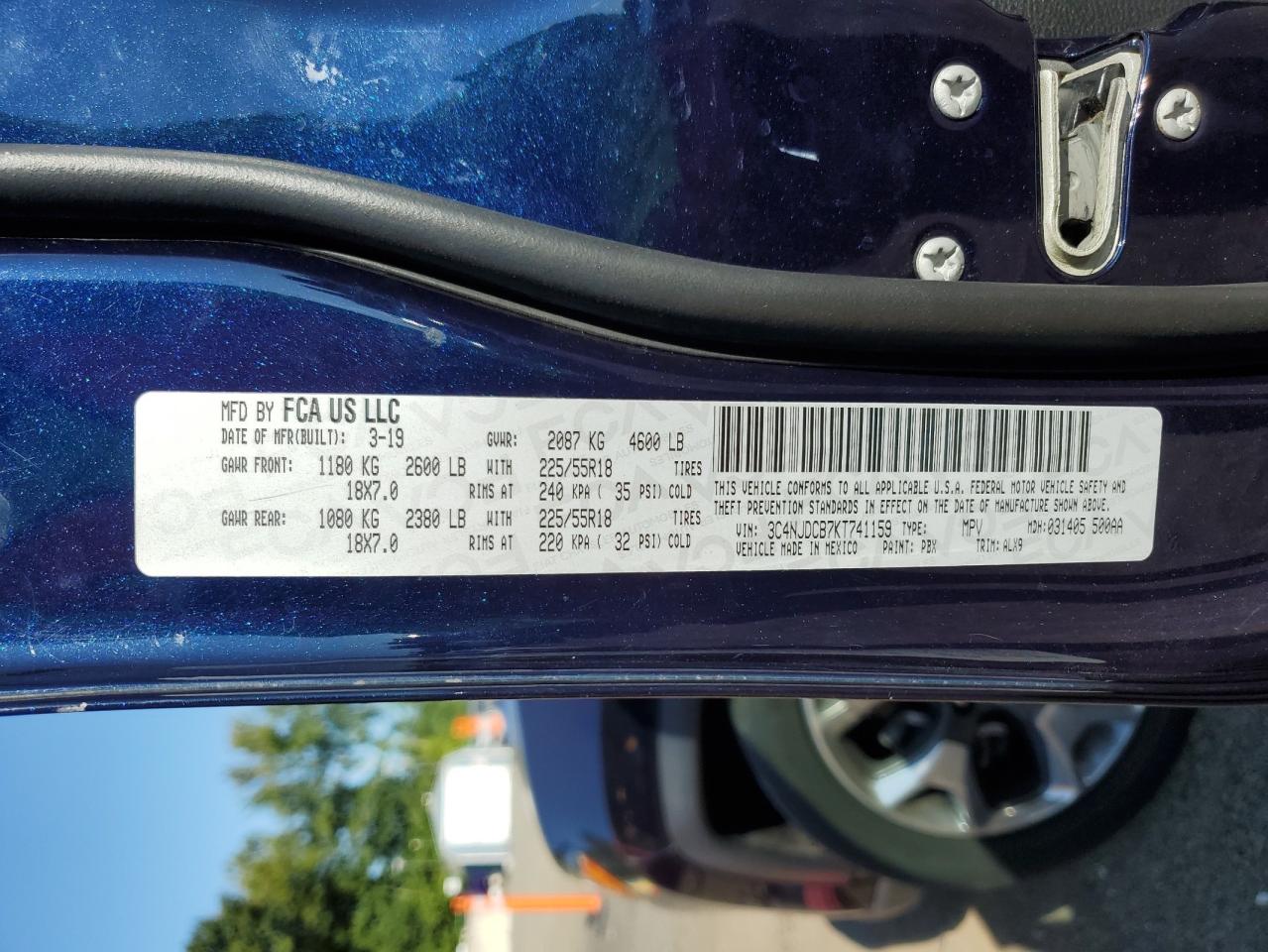 2019 Jeep Compass Limited VIN: 3C4NJDCB7KT741159 Lot: 80448645