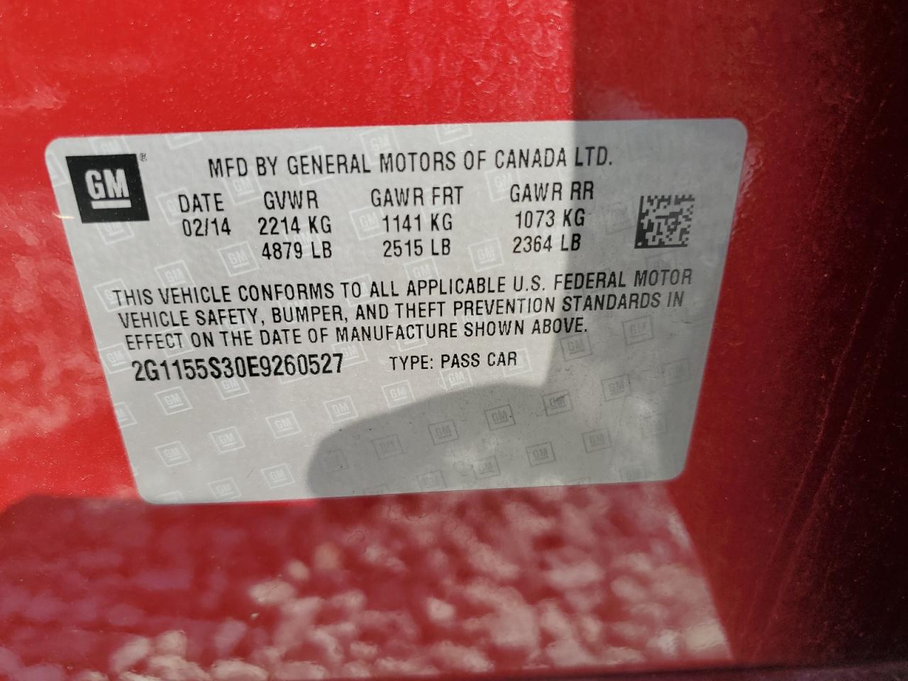 2014 Chevrolet Impala Ltz VIN: 2G1155S30E9260527 Lot: 81301685