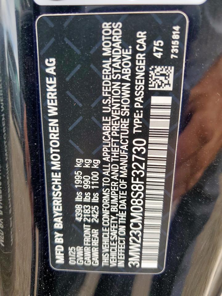 2025 BMW 230I VIN: 3MW23CM08S8F32730 Lot: 84180855