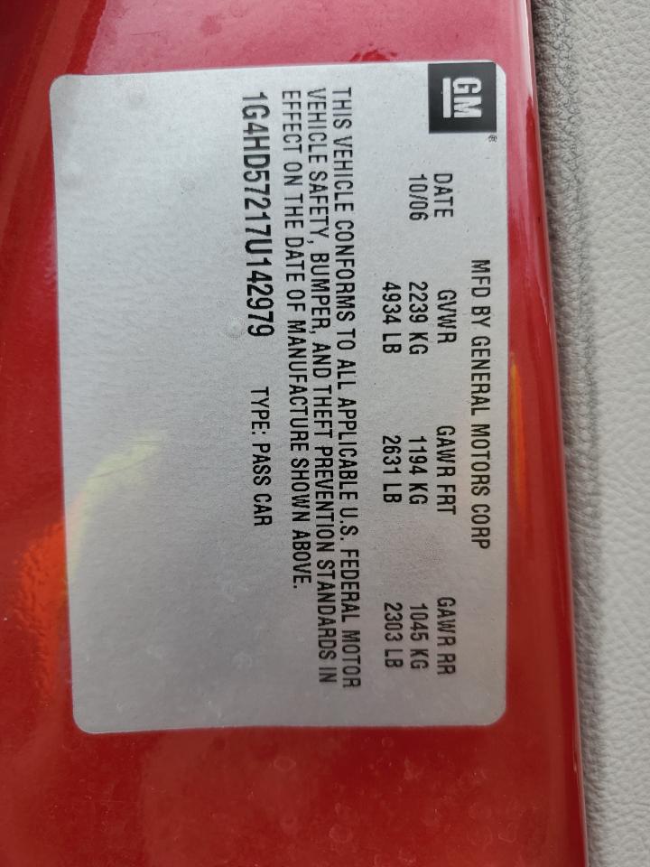 2007 Buick Lucerne Cxl VIN: 1G4HD57217U142979 Lot: 81741505