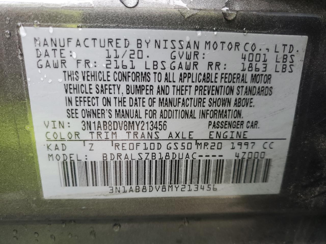 2021 Nissan Sentra Sr VIN: 3N1AB8DV8MY213456 Lot: 81482965