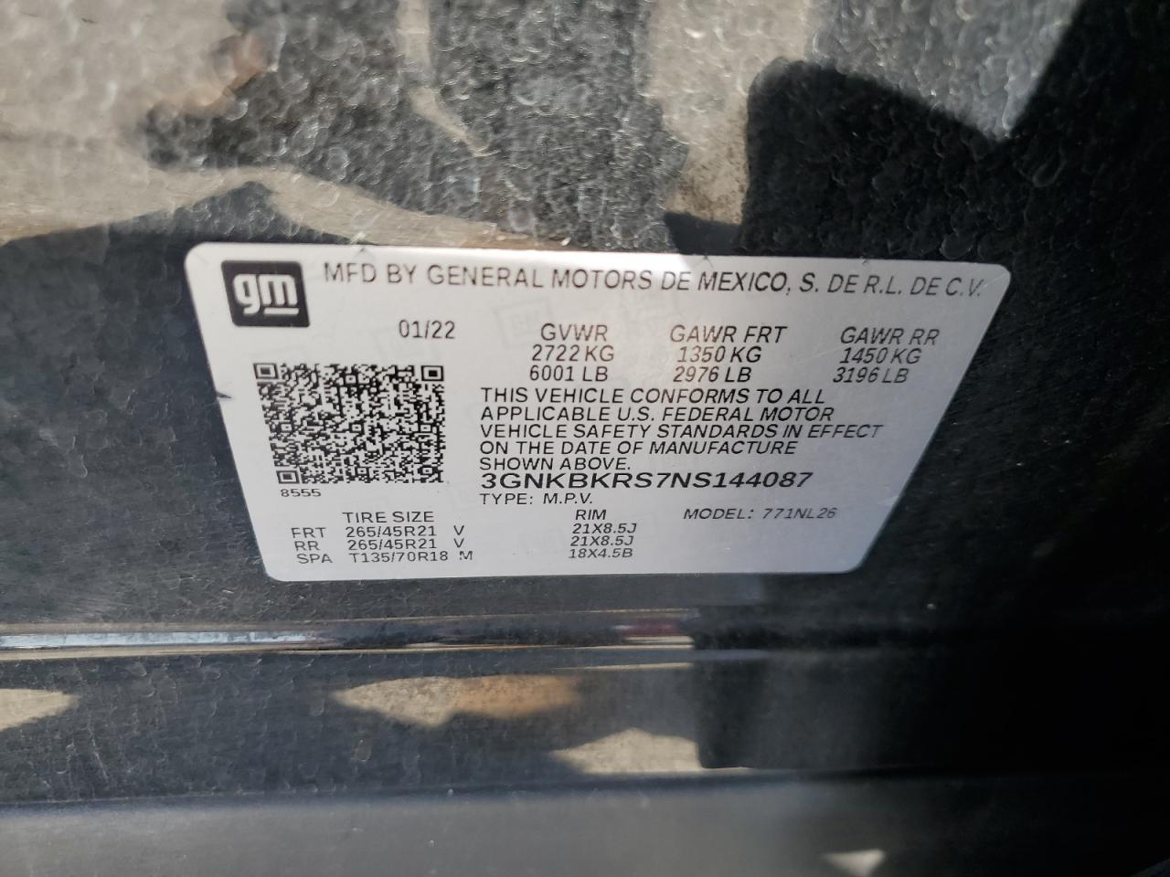 2022 Chevrolet Blazer Rs VIN: 3GNKBKRS7NS144087 Lot: 80840765