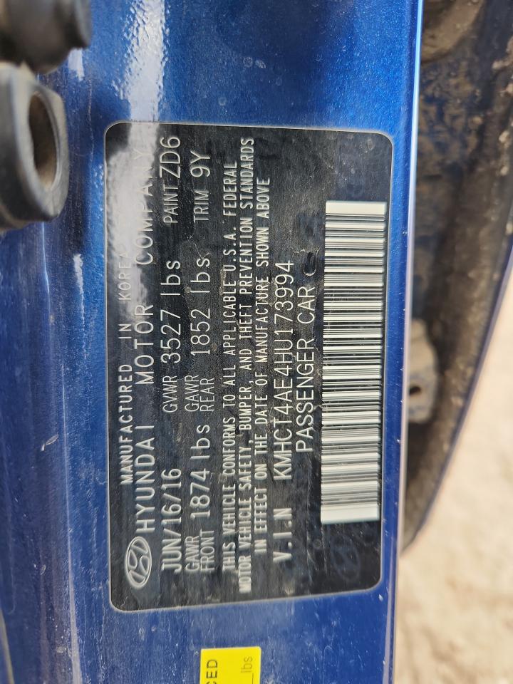 2017 Hyundai Accent Se VIN: KMHCT4AE4HU173994 Lot: 82058855