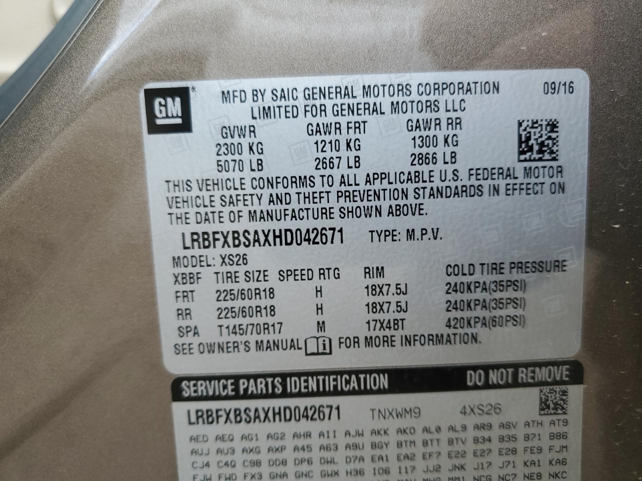 2017 Buick Envision Essence VIN: LRBFXBSAXHD042671 Lot: 71495095