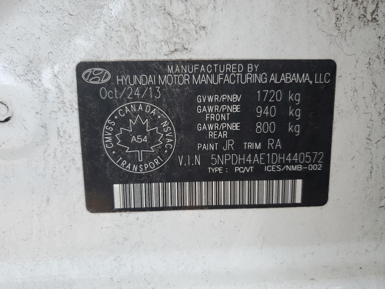 2013 Hyundai Elantra Gls VIN: 5NPDH4AE1DH440572 Lot: 70874415
