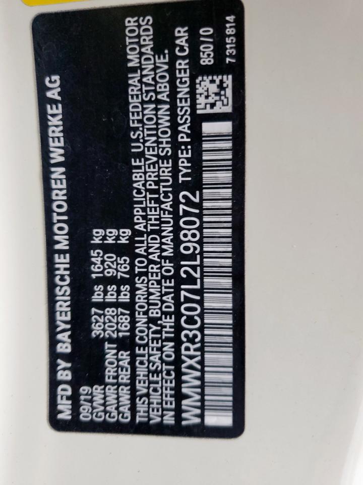 2020 Mini Cooper VIN: WMWXR3C07L2L98072 Lot: 83796715