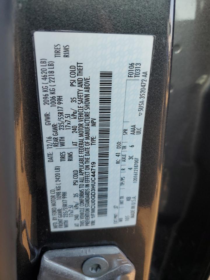 2017 Ford Escape Se VIN: 1FMCU0GD3HUC44719 Lot: 81794045