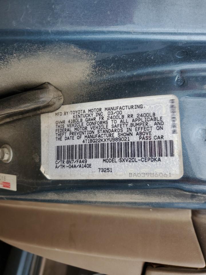 2000 Toyota Camry Ce VIN: 4T1BG22KXYU989021 Lot: 82126305
