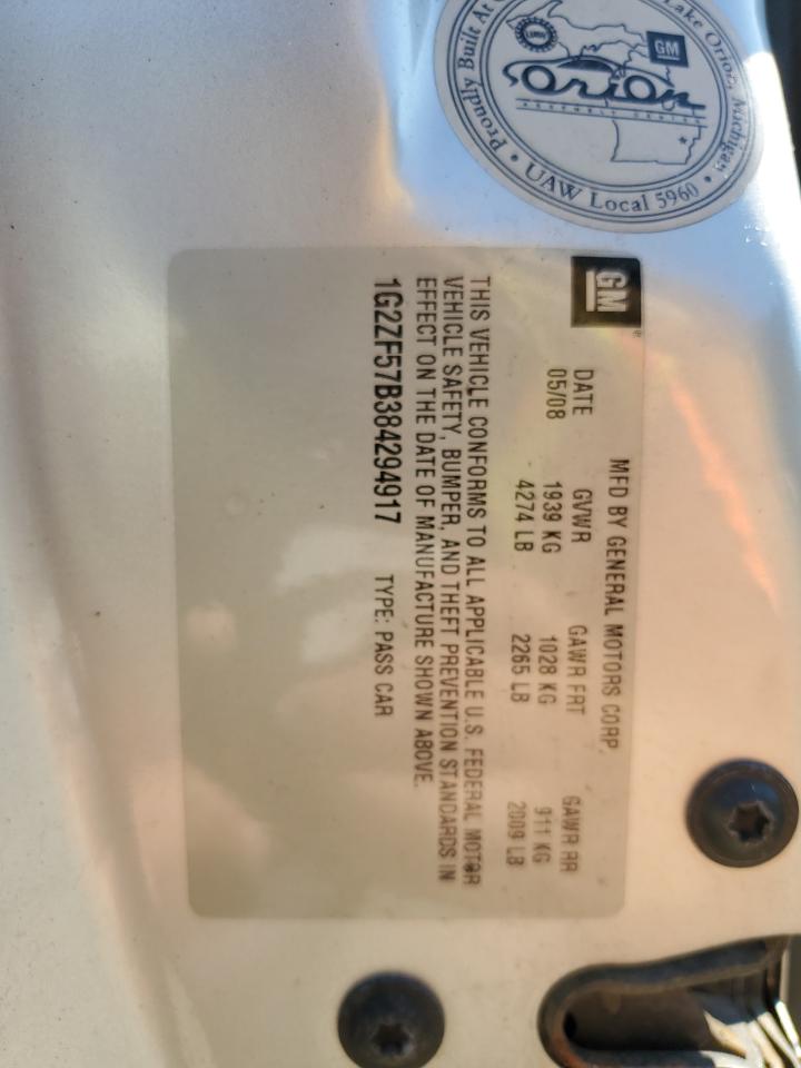 2008 Pontiac G6 Value Leader VIN: 1G2ZF57B384294917 Lot: 71036155