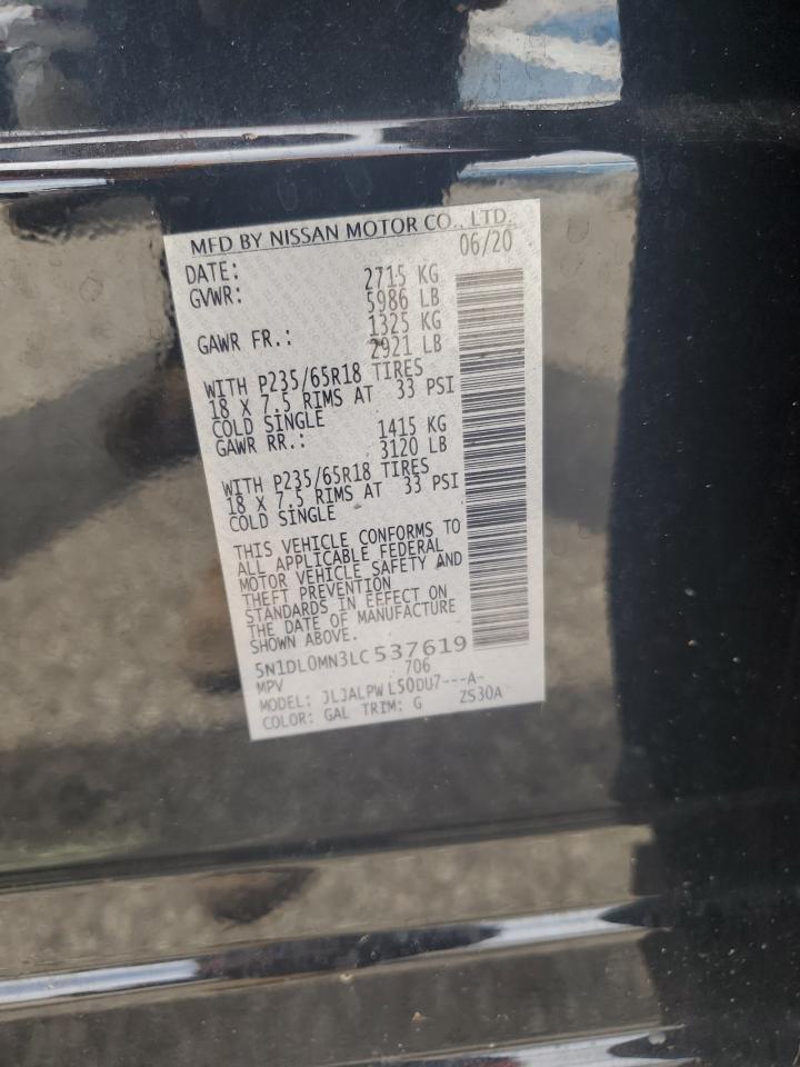 2020 Infiniti Qx60 Luxe VIN: 5N1DL0MN3LC537619 Lot: 71868085