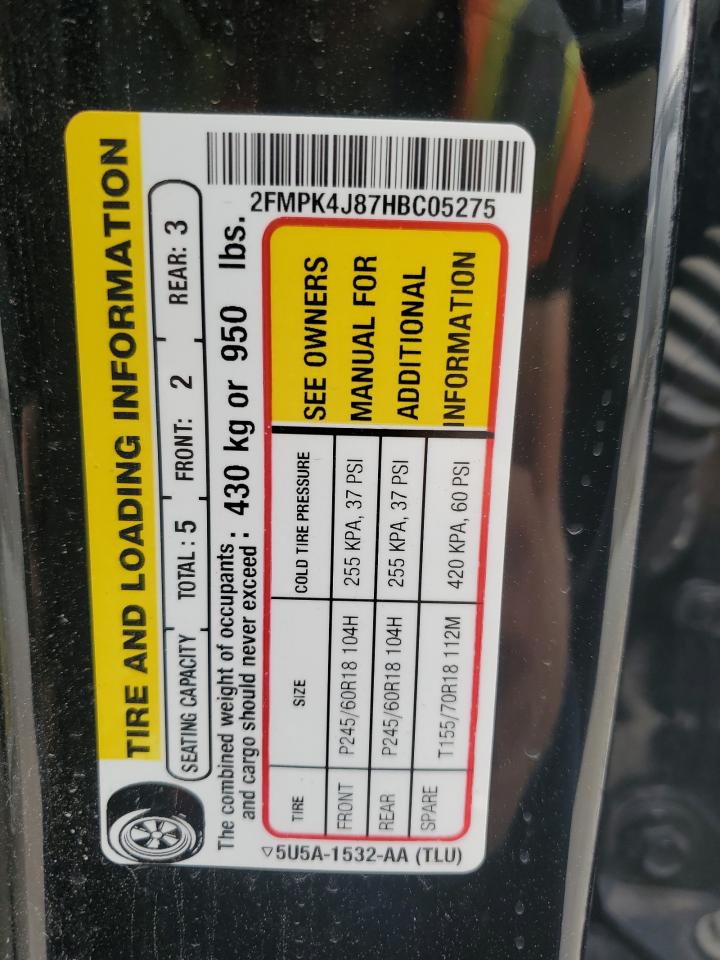 2017 Ford Edge Sel VIN: 2FMPK4J87HBC05275 Lot: 80448935