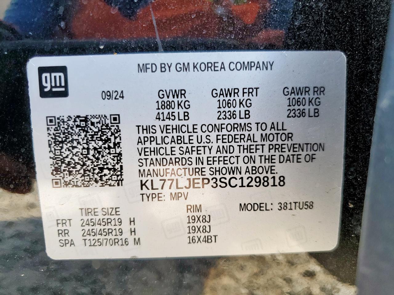 2025 Chevrolet Trax 2Rs VIN: KL77LJEP3SC129818 Lot: 81148995