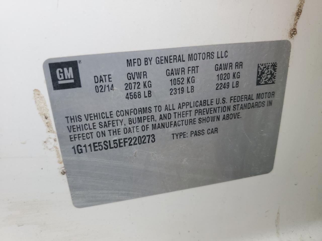 2014 Chevrolet Malibu 2Lt VIN: 1G11E5SL5EF220273 Lot: 80837645