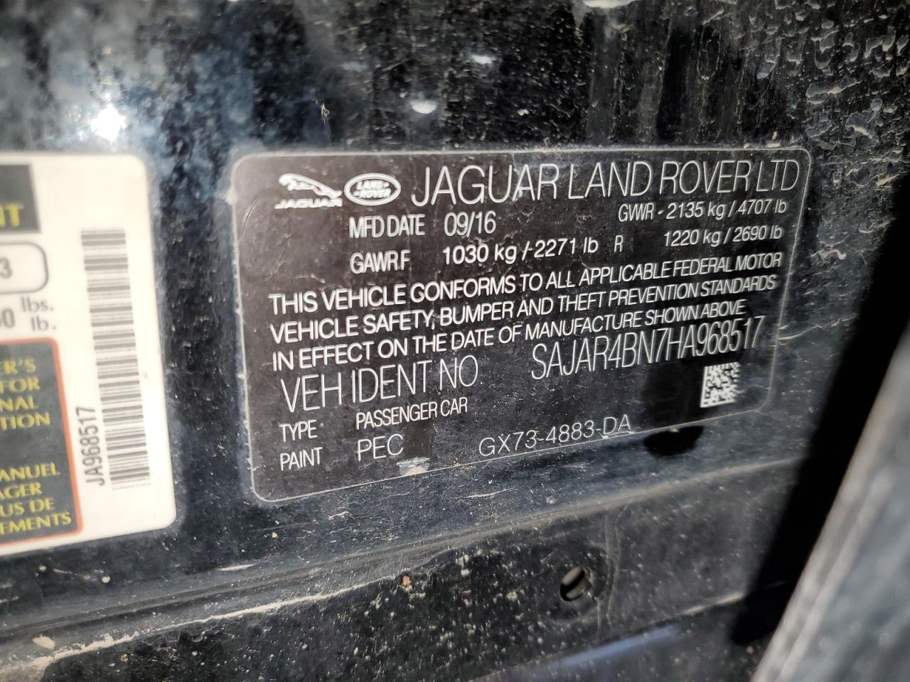 2017 Jaguar Xe VIN: SAJAR4BN7HA968517 Lot: 71789645