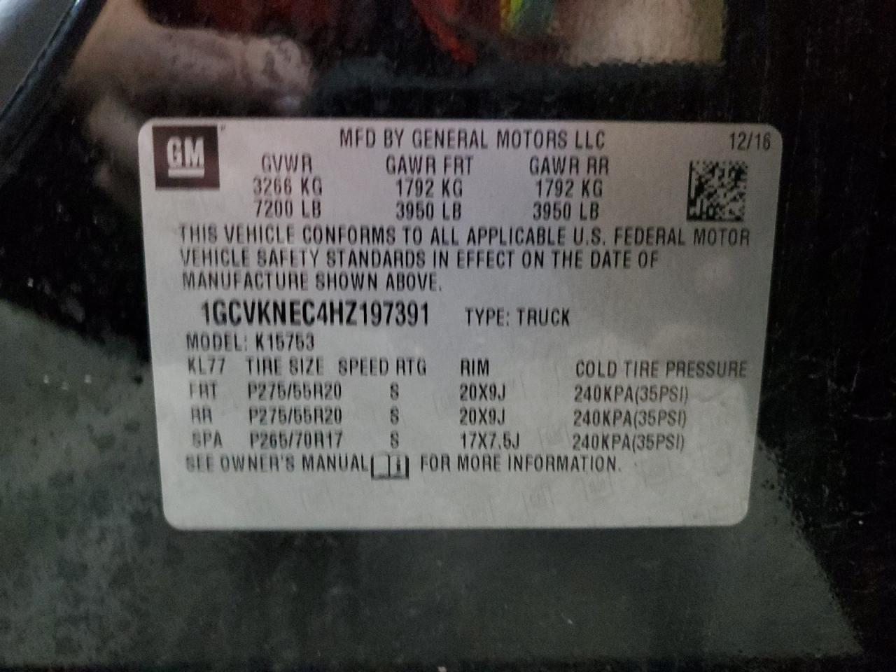 2017 Chevrolet Silverado K1500 VIN: 1GCVKNEC4HZ197391 Lot: 81098475