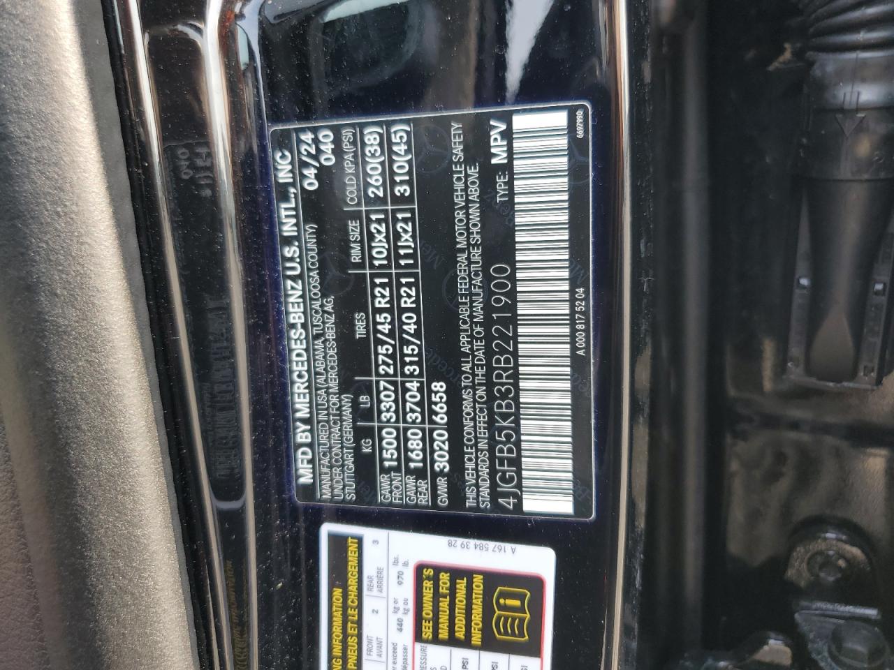 2024 Mercedes-Benz Gle 450 4Matic VIN: 4JGFB5KB3RB221900 Lot: 71781945