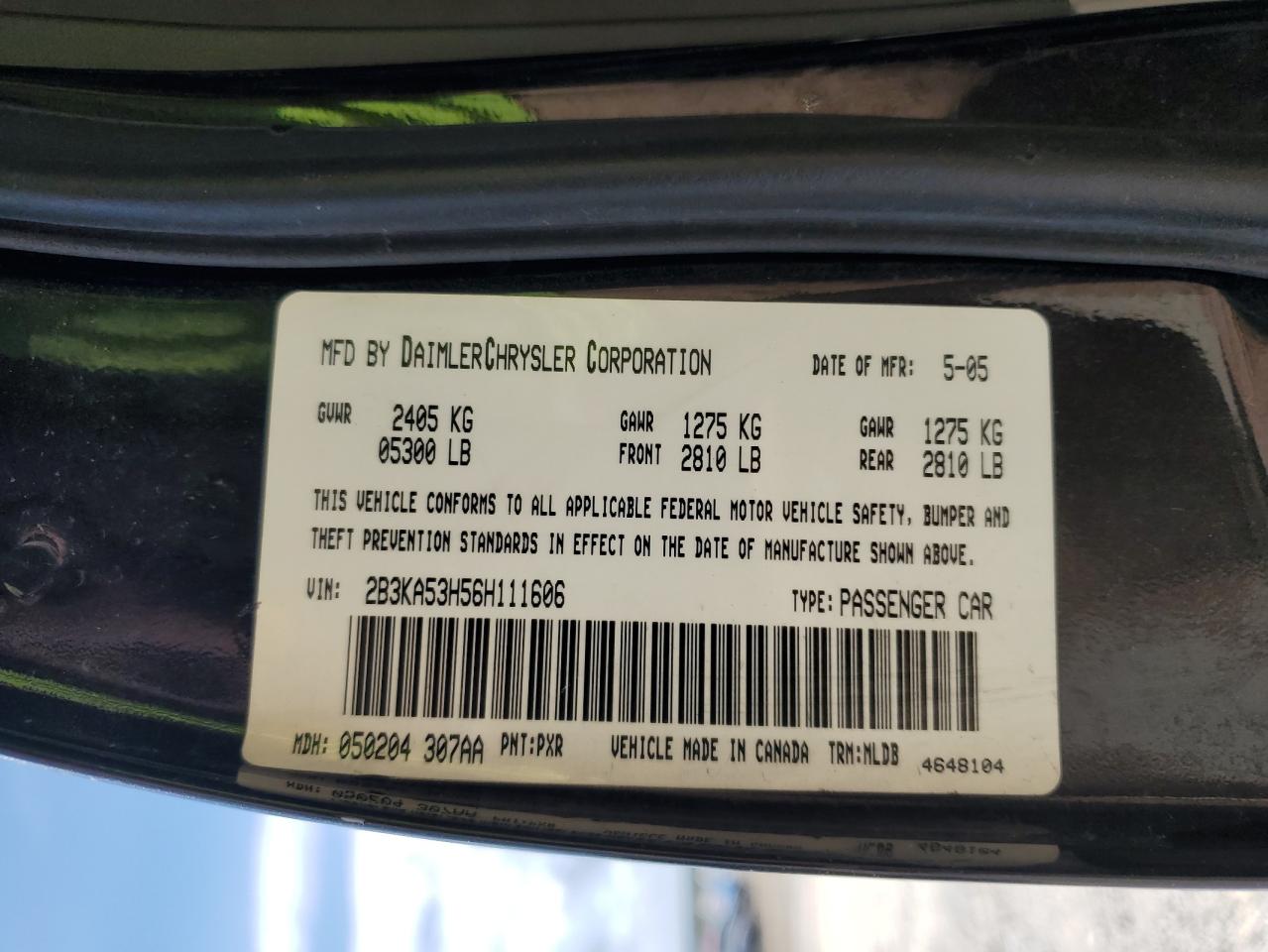 2006 Dodge Charger R/T VIN: 2B3KA53H56H111606 Lot: 83801465