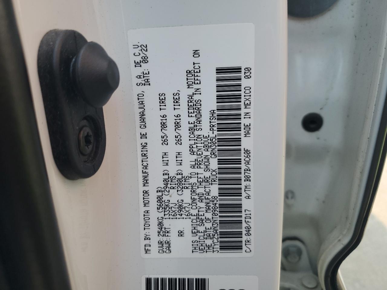 2022 Toyota Tacoma Double Cab VIN: 3TYCZ5AN3NT098458 Lot: 71894725