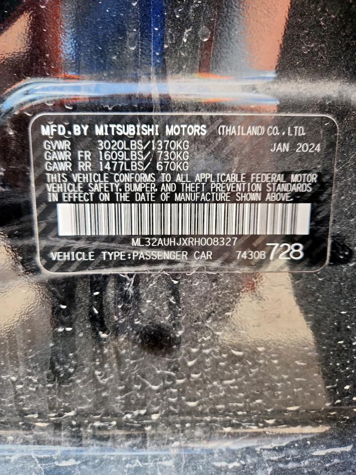 2024 Mitsubishi Mirage Es VIN: ML32AUHJXRH008327 Lot: 81143345