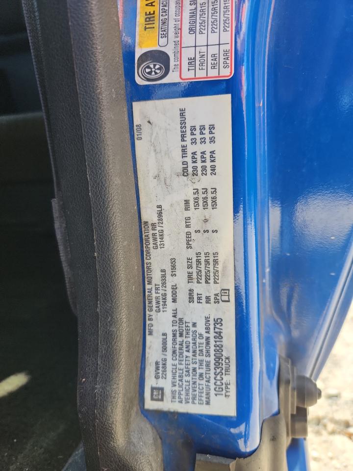 2008 Chevrolet Colorado Lt VIN: 1GCCS399088184735 Lot: 70474555