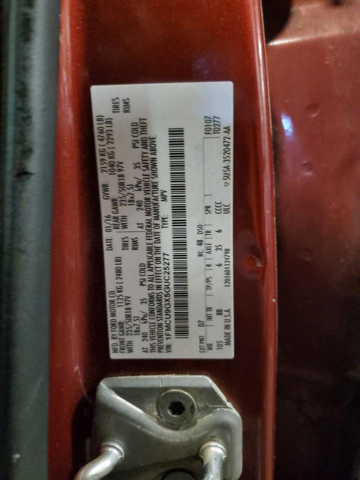 2016 Ford Escape Se VIN: 1FMCU9GX5GUC25277 Lot: 83953455