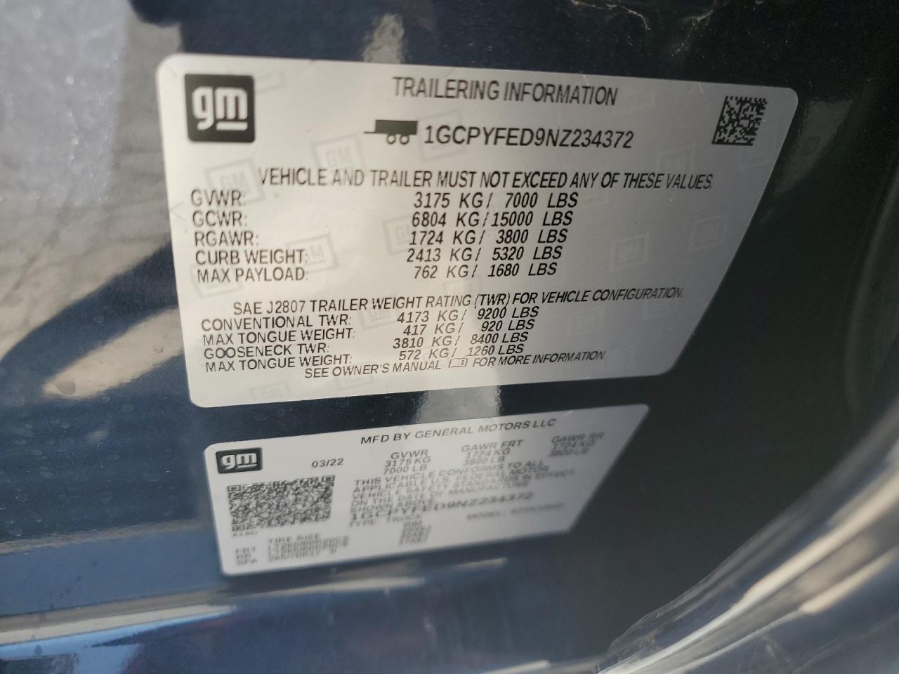 2022 Chevrolet Silverado Ltd K1500 Lt Trail Boss VIN: 1GCPYFED9NZ234372 Lot: 71886175