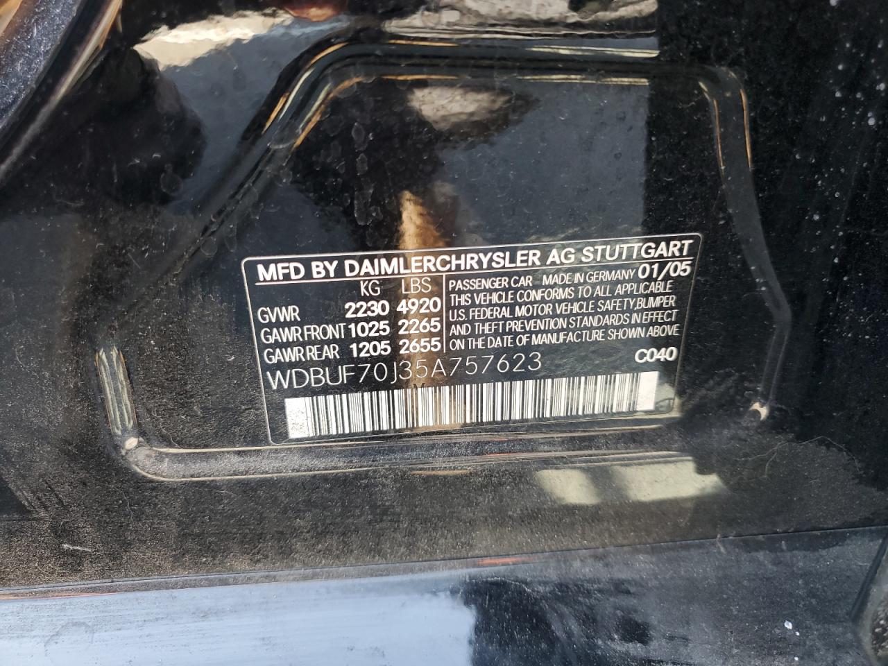 2005 Mercedes-Benz E 500 VIN: WDBUF70J35A757623 Lot: 84057155