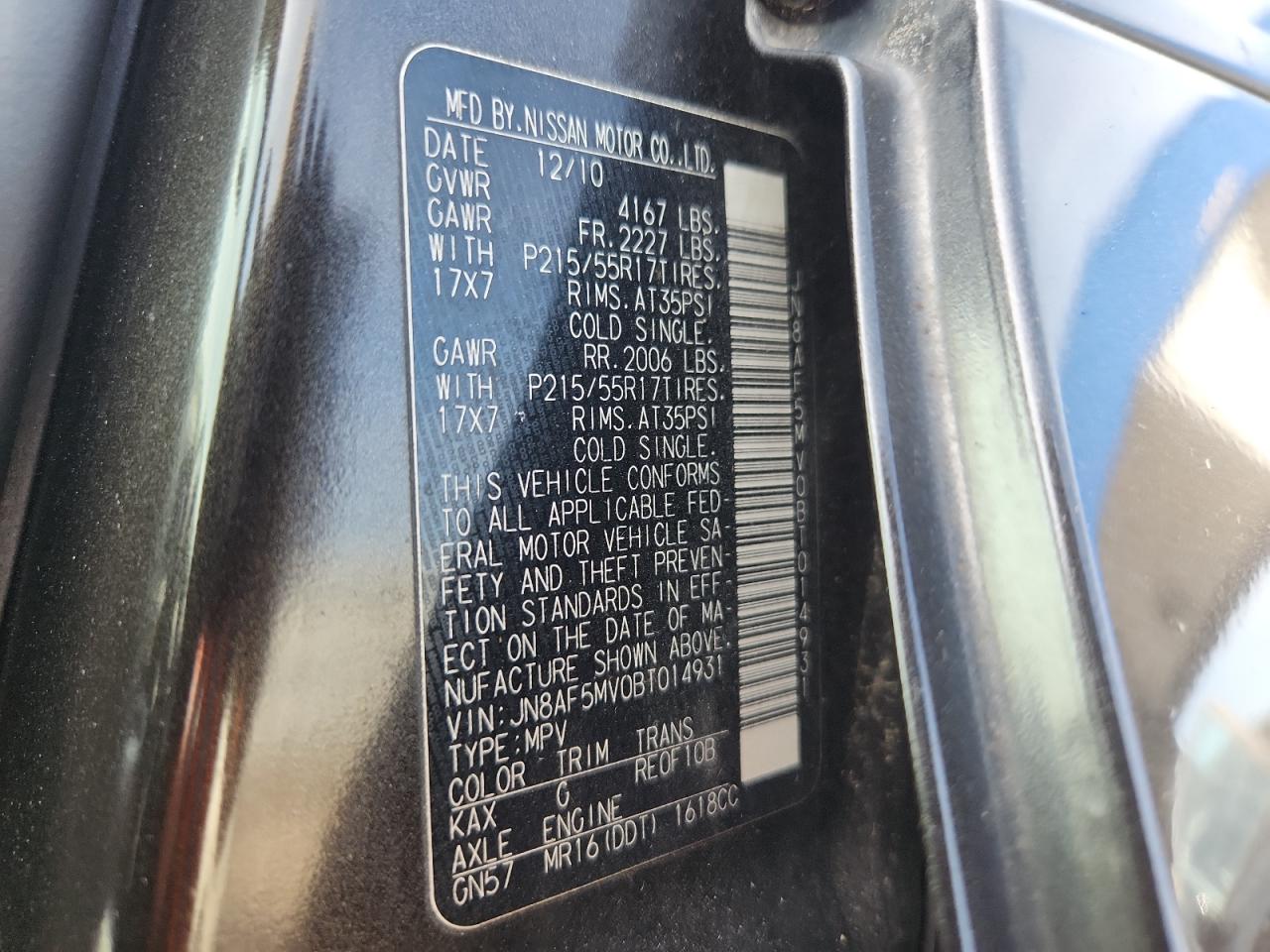 2011 Nissan Juke S VIN: JN8AF5MV0BT014931 Lot: 80803035