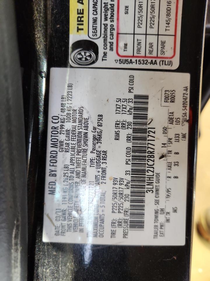 2011 Lincoln Mkz VIN: 3LNHL2JC2BR771721 Lot: 69973945