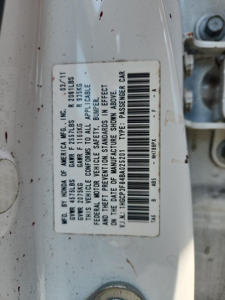 2011 Honda Accord Exl VIN: 1HGCP3F84BA025201 Lot: 80707805