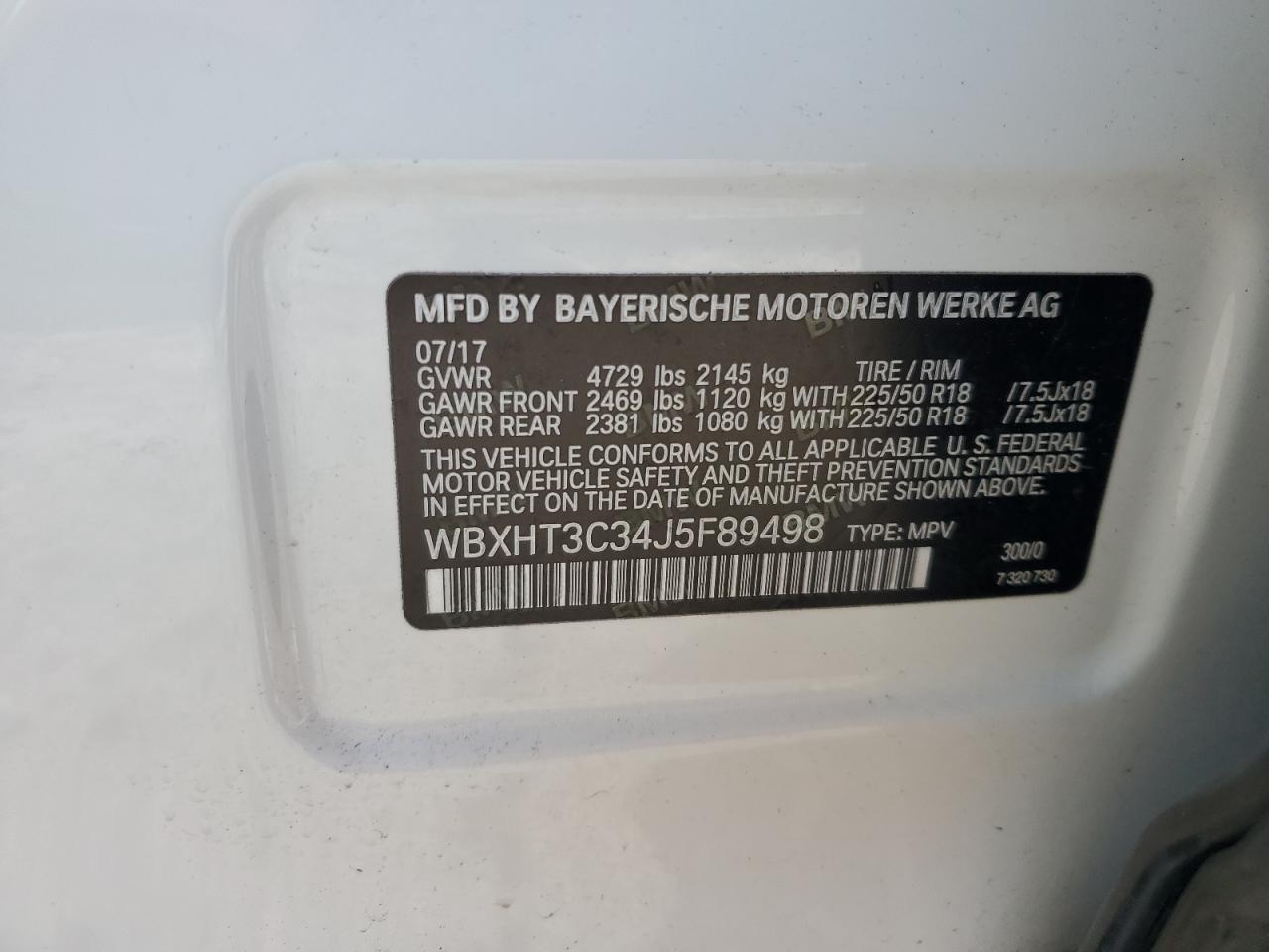 2018 BMW X1 xDrive28I VIN: WBXHT3C34J5F89498 Lot: 84041505