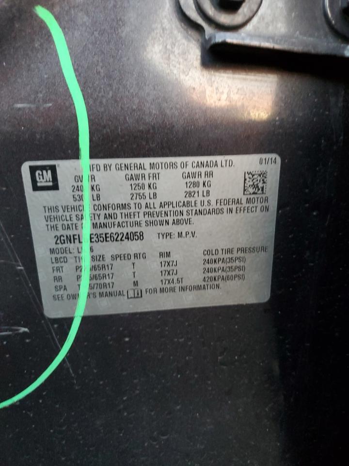 2014 Chevrolet Equinox Lt VIN: 2GNFLGE35E6224058 Lot: 80800835