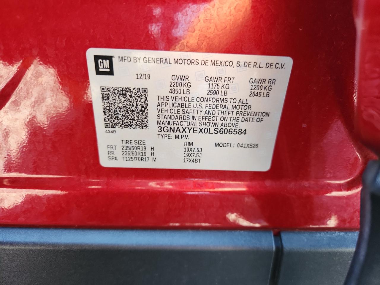 2020 Chevrolet Equinox Premier VIN: 3GNAXYEX0LS606584 Lot: 81235695