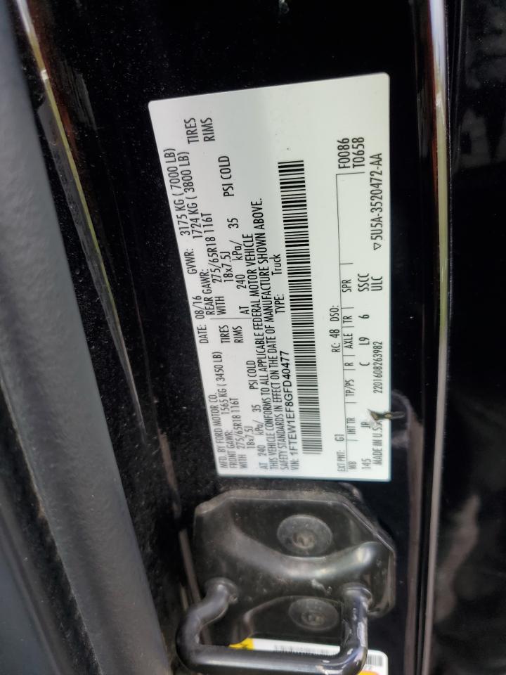 2016 Ford F150 Supercrew VIN: 1FTEW1EF8GFD40477 Lot: 83763065