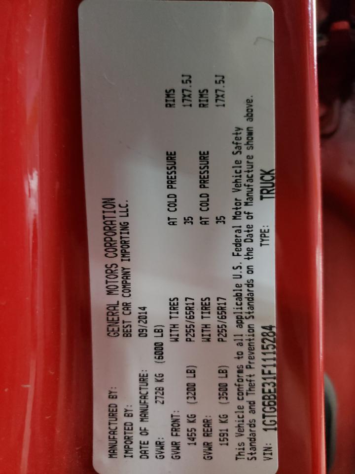 2015 GMC Canyon Sle VIN: 1GTG6BE31F1115284 Lot: 81723295