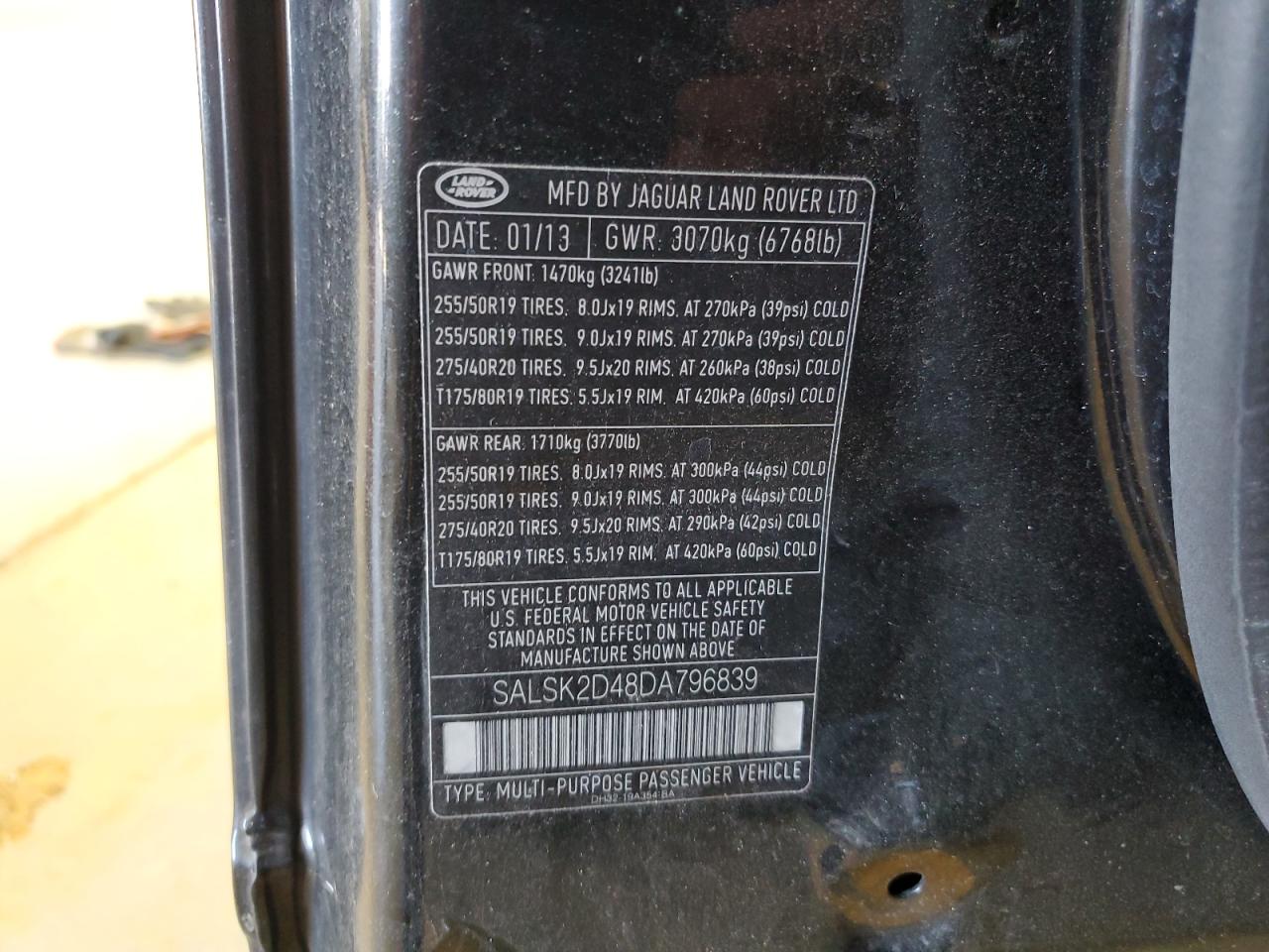 2013 Land Rover Range Rover Sport Hse Luxury VIN: SALSK2D48DA796839 Lot: 80556575