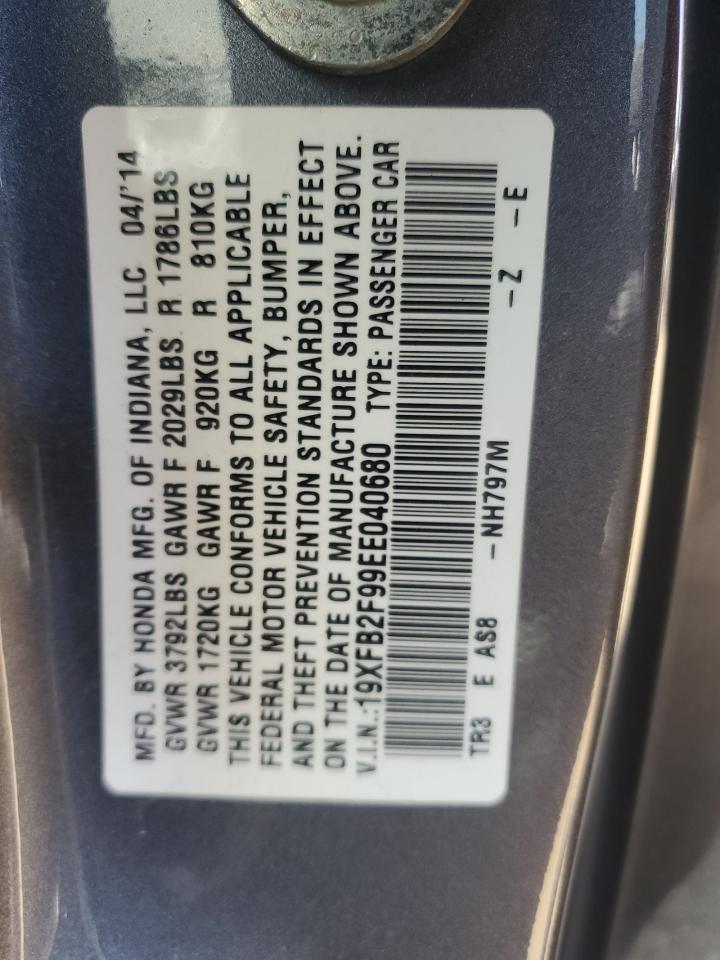 2014 Honda Civic Exl VIN: 19XFB2F99EE040680 Lot: 81156675