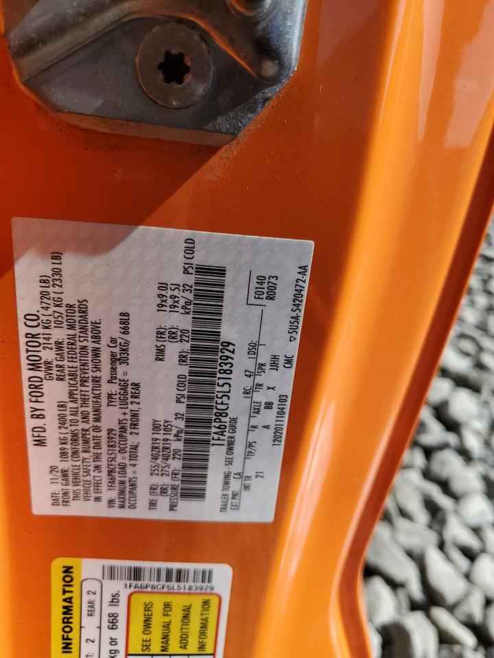 2020 Ford Mustang Gt VIN: 1FA6P8CF5L5183929 Lot: 80510705