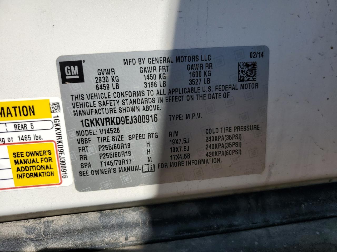 2014 GMC Acadia Slt-1 VIN: 1GKKVRKD9EJ300916 Lot: 71287515